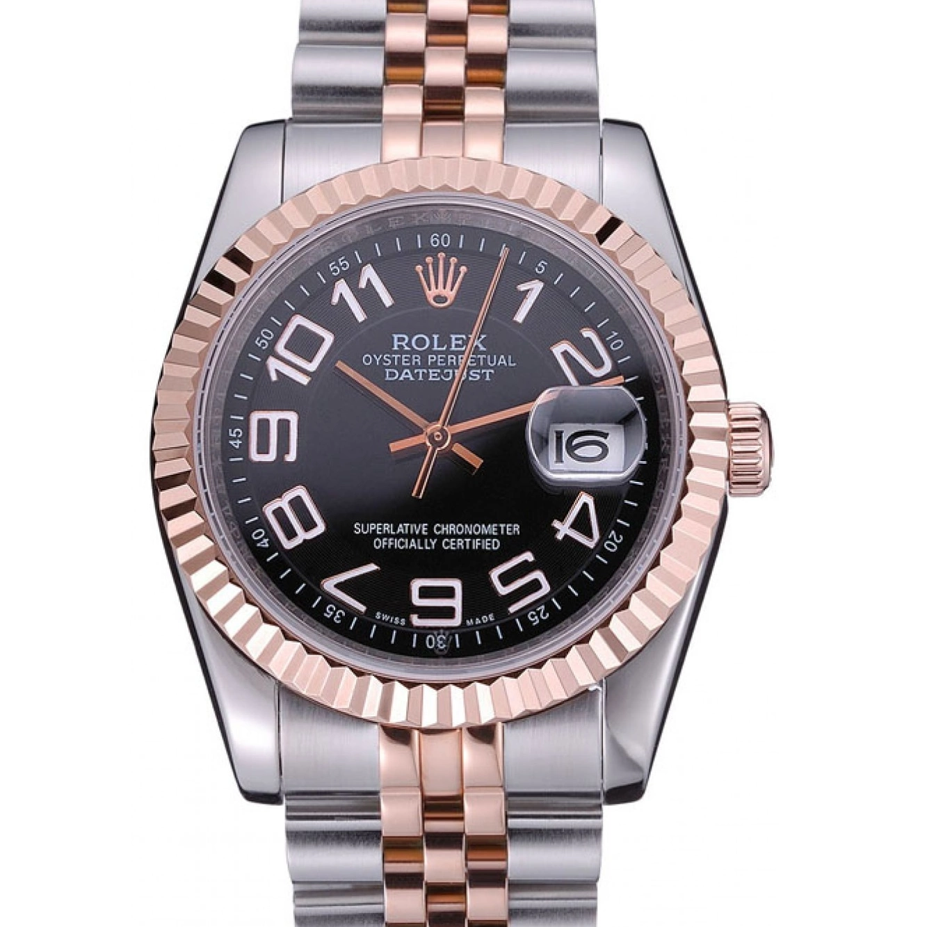 Dial Steel and Black Rolex 622545 Bracelet DateJust Stainless Gold 0607